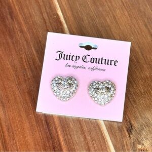 New Juicy Couture signature Heart Crystal Rhinestone Earrings Gold & Rhinestone